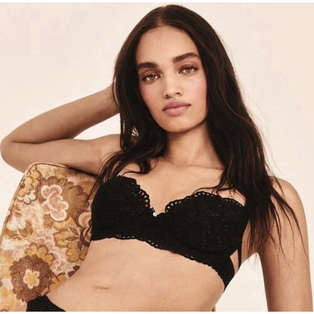 For Love And Lemons Sophie Eyelet Bra Black Romantic Feminine Dainty Small